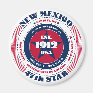 New Mexico Circle Typography Souvenir Magnet