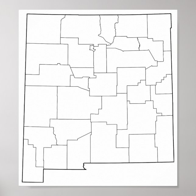 New Mexico Counties Blank Outline Map Poster (Front)