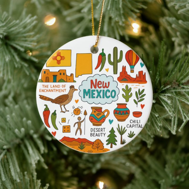 New Mexico Custom Family Trip Keepsake Christmas Ceramic Ornament (Tree)