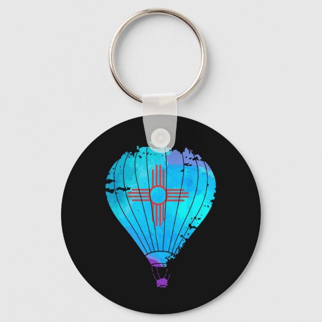 New Mexico Festival Hot Air Balloon Zia Gift  Key Ring (Front)