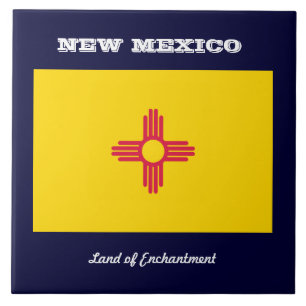 New Mexico, flag and slogan Ceramic Tile