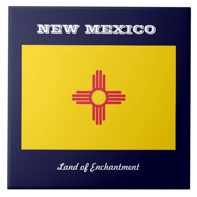 New Mexico, flag and slogan Ceramic Tile (Front)