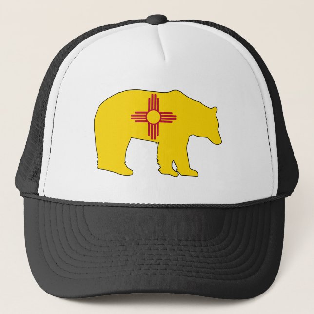 New Mexico Flag Bear Trucker Hat (Front)
