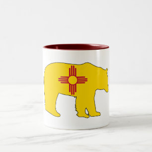 New Mexico Flag Bear Two-Tone Coffee Mug