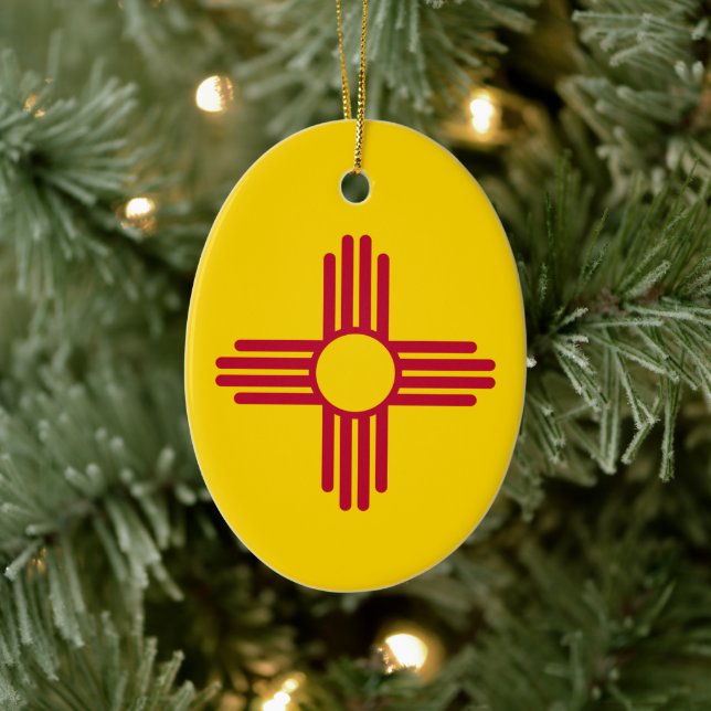 New Mexico Flag Ceramic Ornament (Tree)