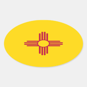 New Mexico Flag Oval Sticker