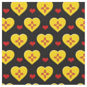 New Mexico Flag & Red Heart fashion Fabric / USA