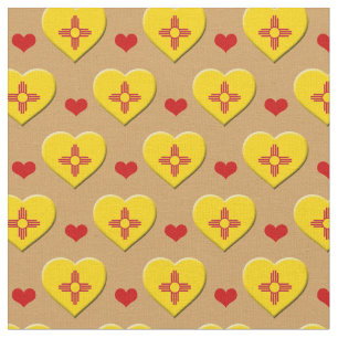 New Mexico Flag & Red Heart fashion Fabric / USA