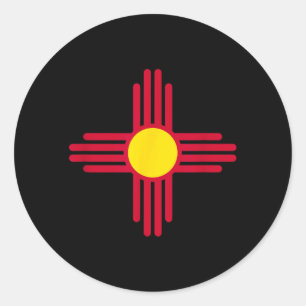 New Mexico Flag Red Zia Sun Symbol Classic Round Sticker