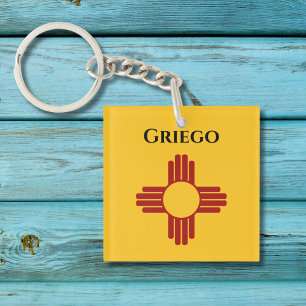 New Mexico flag with Zia symbol Key Ring