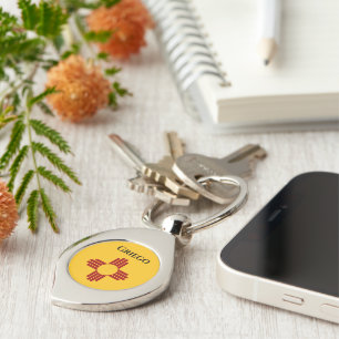 New Mexico flag with Zia symbol Key Ring