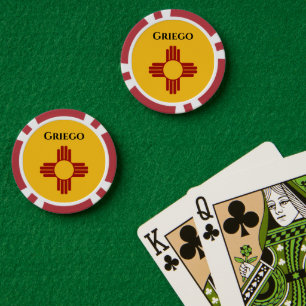 New Mexico flag with Zia symbol Poker Chips