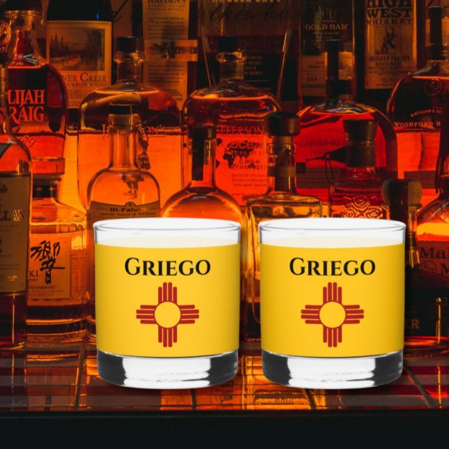 New Mexico flag with Zia symbol Whiskey Glass (Creator Uploaded)