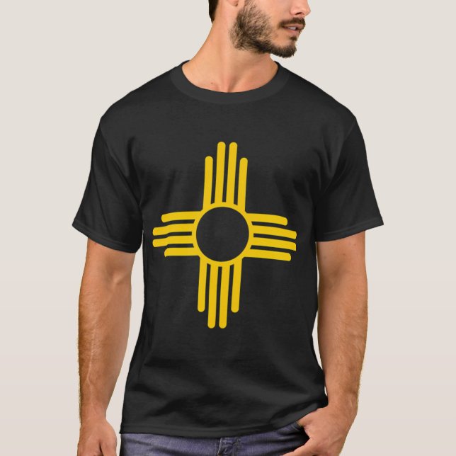 New Mexico Flag Yellow Zia Sun Symbol T-Shirt (Front)