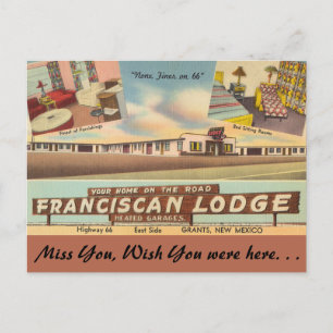 New Mexico, Franciscan Lodge, Grants Postcard