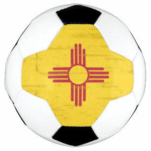New Mexico grunge Flag. Flag of New Mexico with Soccer Ball
