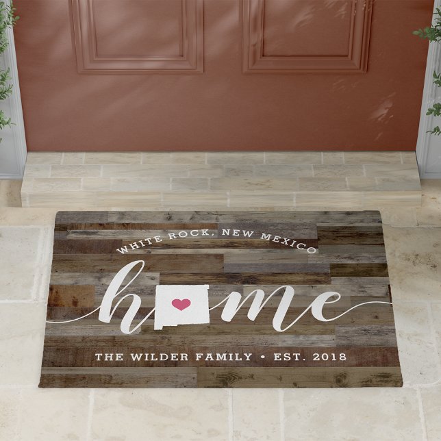 New Mexico Home State Personalised Wood Look Doormat (Creator Uploaded)