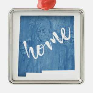 New Mexico Home Wood Grain Metal Ornament