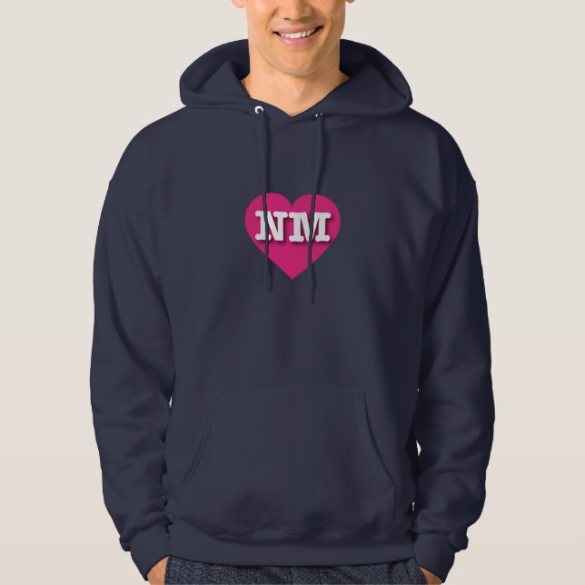 New Mexico Hot Pink Heart - I love NM Hoodie (Front)