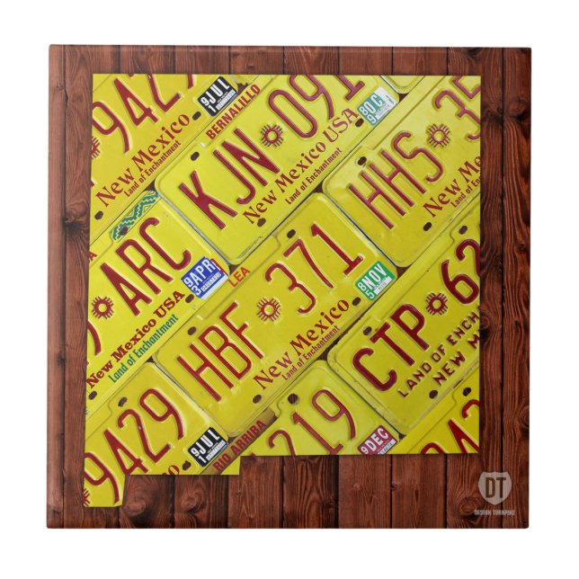 New Mexico License Plate Map Ceramic Tile (Front)