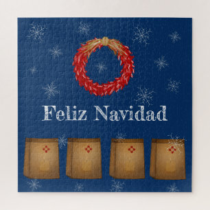 New Mexico Luminarias Farolitos Zia Red Chile Jigsaw Puzzle