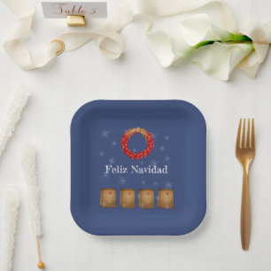 New Mexico Luminarias Farolitos Zia Red Chile  Paper Plate