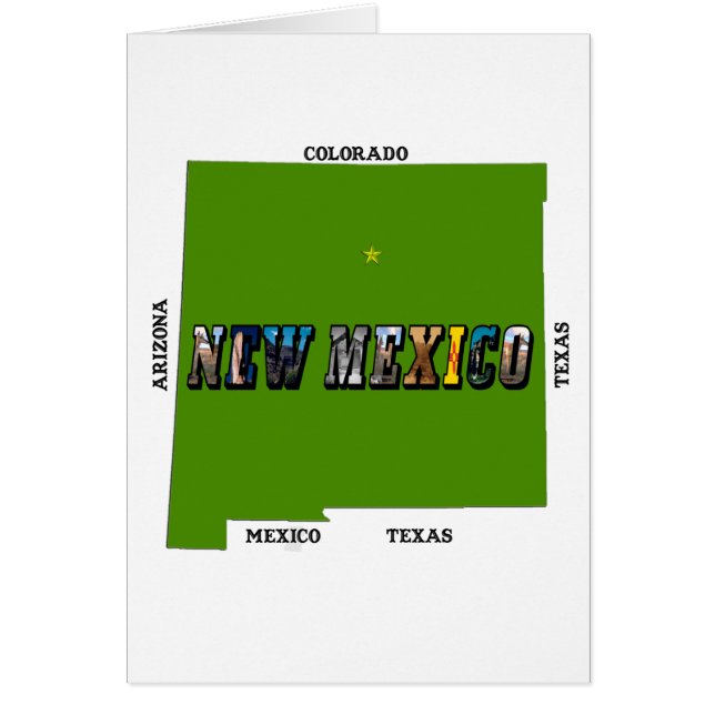 New Mexico Map Outline Photo Text (Front)