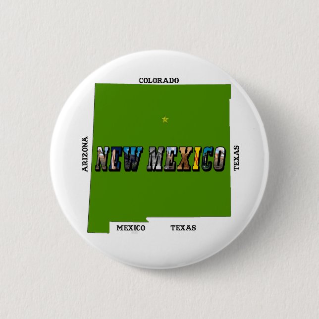 New Mexico Map Outline Photo Text 6 Cm Round Badge (Front)