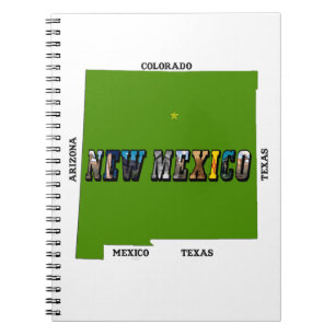 New Mexico Map Outline Photo Text Notebook