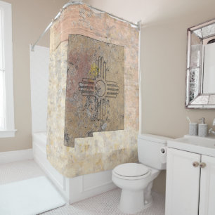 New Mexico Map Petroglyph Shower Curtain