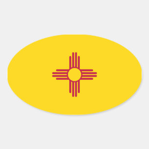 New Mexico/Mexican State Flag (Zia), United States Oval Sticker