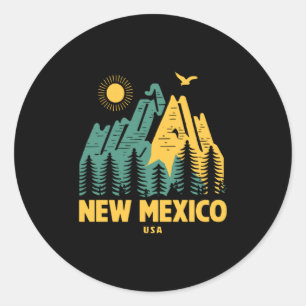 New Mexico Mountains Usa Hiking Outdoors Vintage Classic Round Sticker