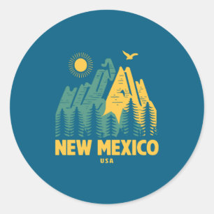 New Mexico Mountains Usa Hiking Outdoors Vintage _ Classic Round Sticker