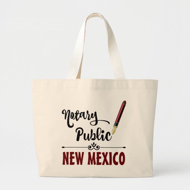 New Mexico Notary Public Ink Pen Large Tote Bag (Front)