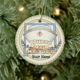 New Mexico Nurse  Ceramic Ornament