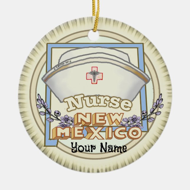 New Mexico Nurse Ceramic Ornament (Front)