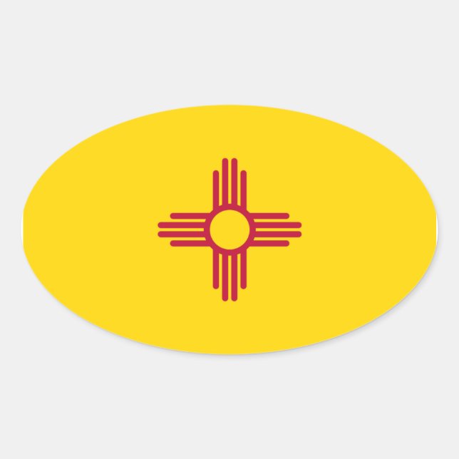 New Mexico Oval Flag Sticker (Front)