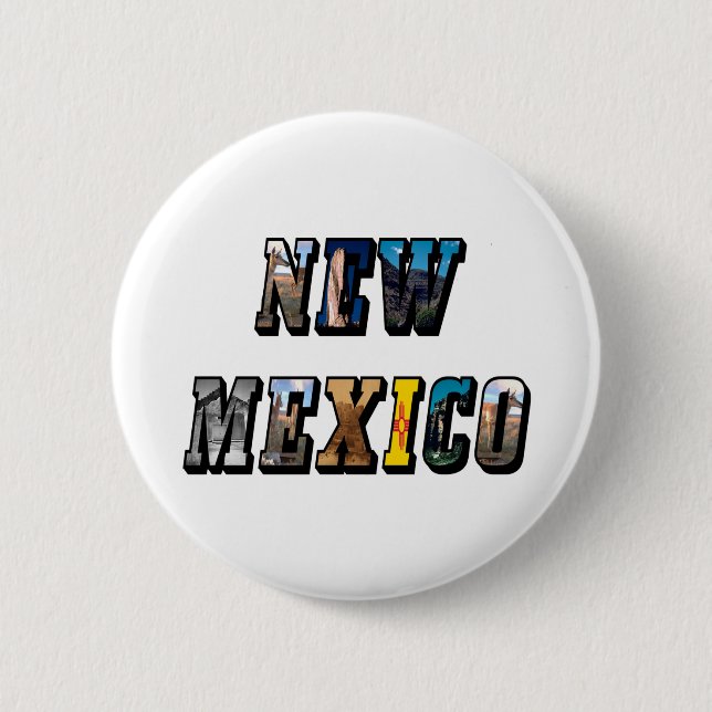 New Mexico Picture Text 6 Cm Round Badge (Front)