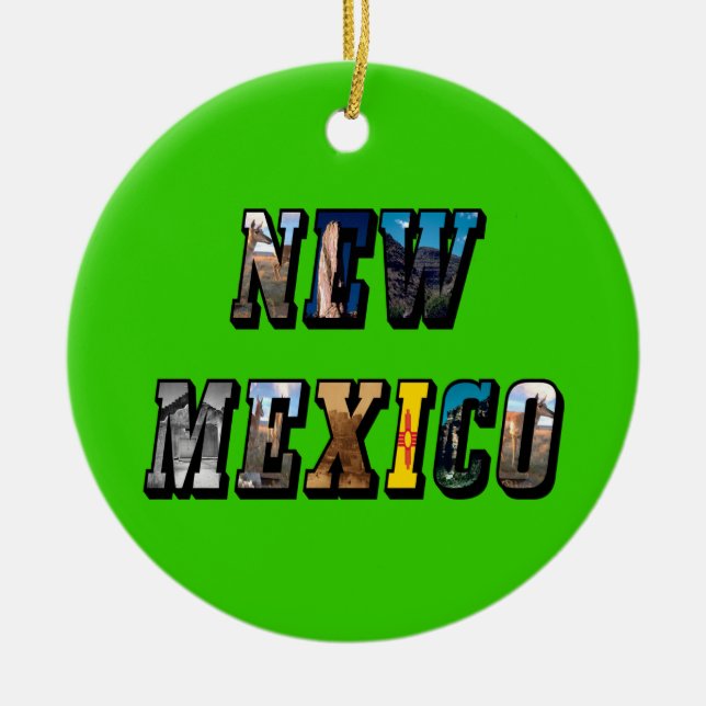 New Mexico Picture Text Ceramic Ornament (Front)