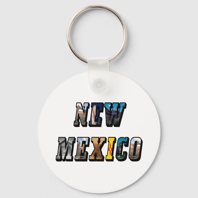 New Mexico Picture Text Key Ring (Front)