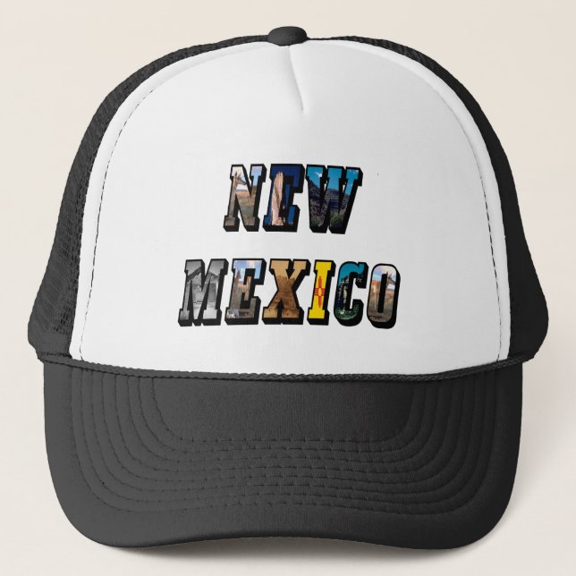New Mexico Picture Text Trucker Hat (Front)