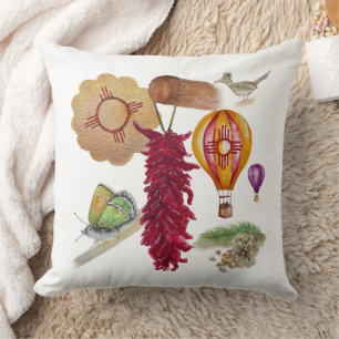 New Mexico Red Chile Pinõn Zia Hot Air Balloon Cushion