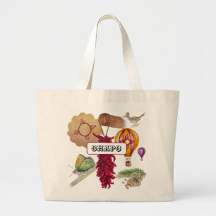 New Mexico Red Chile Pinõn Zia Hot Air Balloon Large Tote Bag