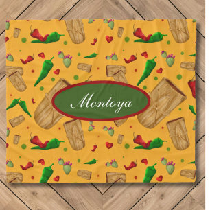 New Mexico Red & Green chile Tamales Zia Nopales Fleece Blanket