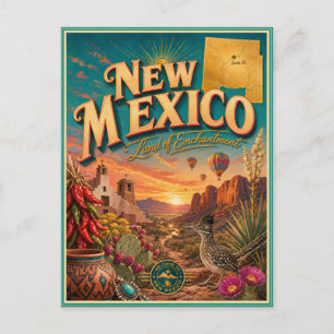 New Mexico Retro Travel Souvenir Postcard