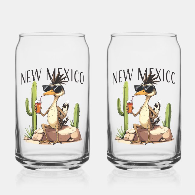New Mexico Roadrunner having a beverage Can Glass (Front)