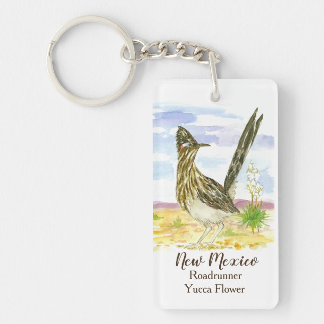 New Mexico Roadrunner Yucca Flower Key Ring (Front)