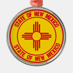 New Mexico Round Emblem Metal Ornament