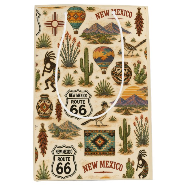 New Mexico Route 66 Fiesta Trail  Medium Gift Bag (Front)