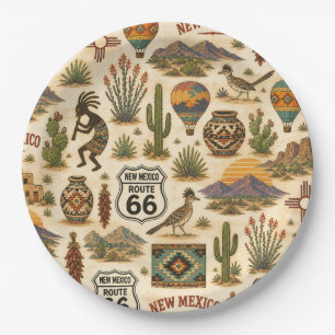 New Mexico Route 66 Party Mesa Paper Plate